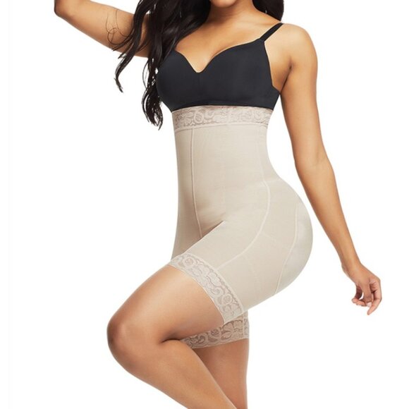 ✨ Comfort Lace-Trim High-Waisted Shapewear Shorts Curves Shaper Butt Lifter - Picture 3 of 5